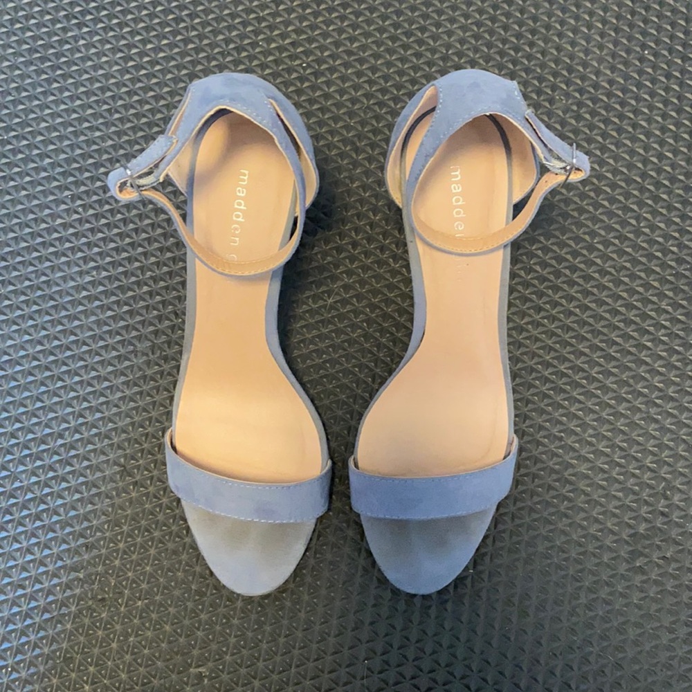 Madden girl light blue ankle strap heels